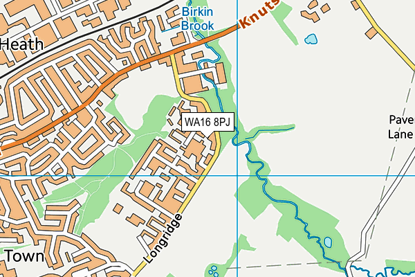 WA16 8PJ map - OS VectorMap District (Ordnance Survey)
