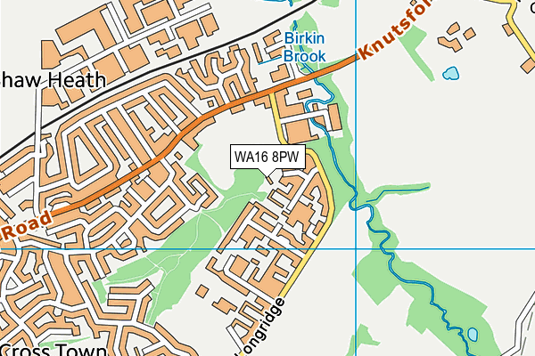 WA16 8PW map - OS VectorMap District (Ordnance Survey)
