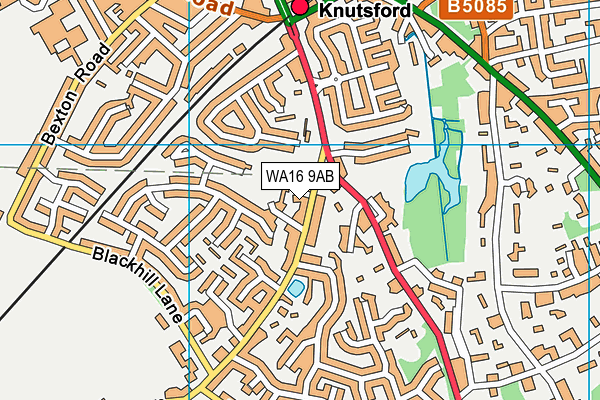 WA16 9AB map - OS VectorMap District (Ordnance Survey)