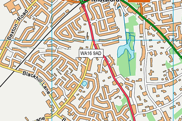 WA16 9AD map - OS VectorMap District (Ordnance Survey)