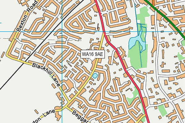 WA16 9AE map - OS VectorMap District (Ordnance Survey)