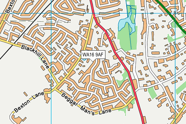 WA16 9AF map - OS VectorMap District (Ordnance Survey)