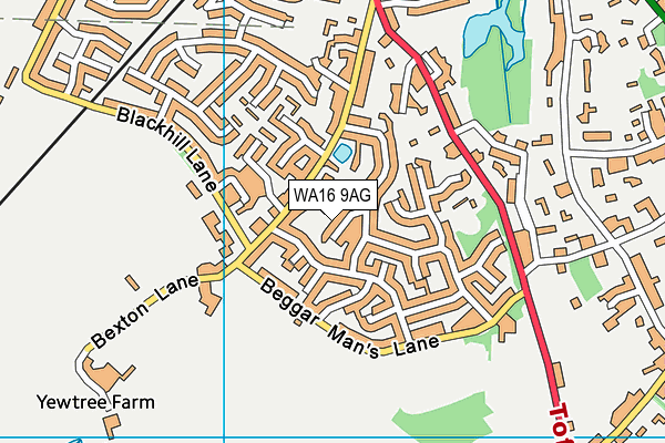 WA16 9AG map - OS VectorMap District (Ordnance Survey)