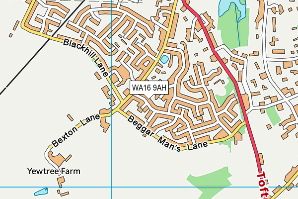 WA16 9AH map - OS VectorMap District (Ordnance Survey)