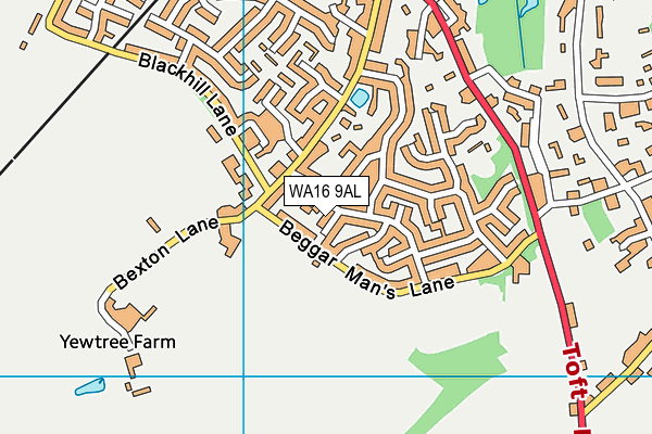 WA16 9AL map - OS VectorMap District (Ordnance Survey)