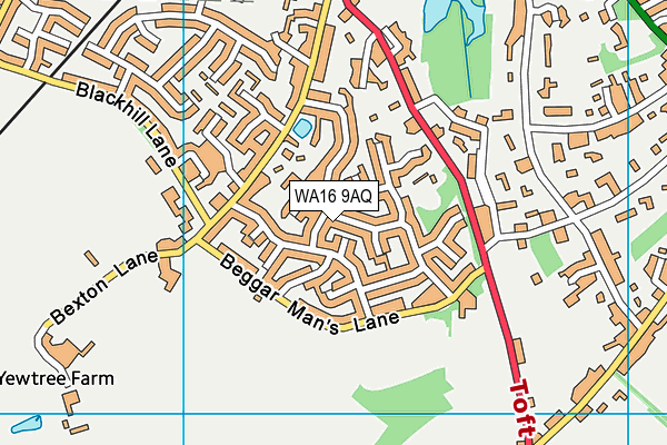 WA16 9AQ map - OS VectorMap District (Ordnance Survey)