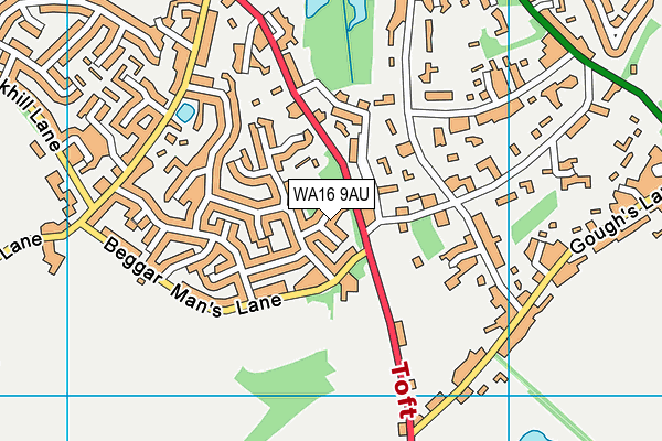 WA16 9AU map - OS VectorMap District (Ordnance Survey)