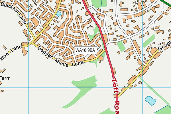 WA16 9BA map - OS VectorMap District (Ordnance Survey)