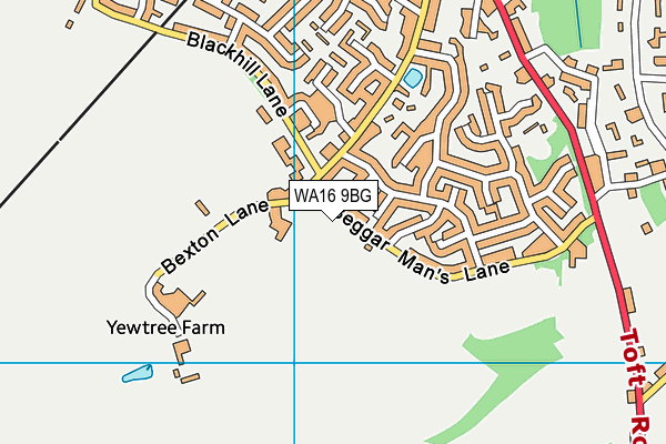 WA16 9BG map - OS VectorMap District (Ordnance Survey)