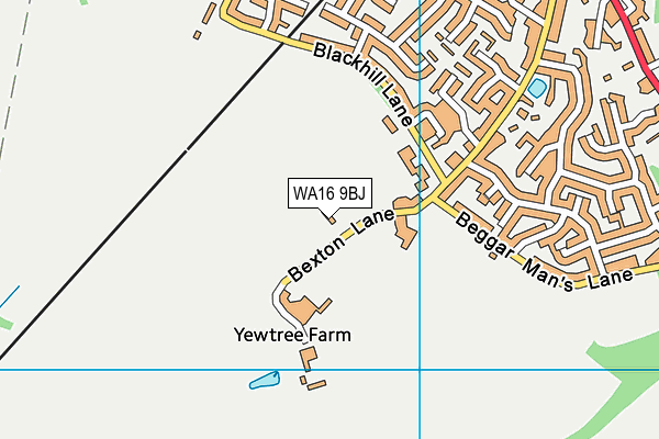 WA16 9BJ map - OS VectorMap District (Ordnance Survey)