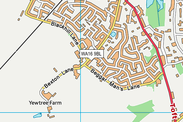 WA16 9BL map - OS VectorMap District (Ordnance Survey)