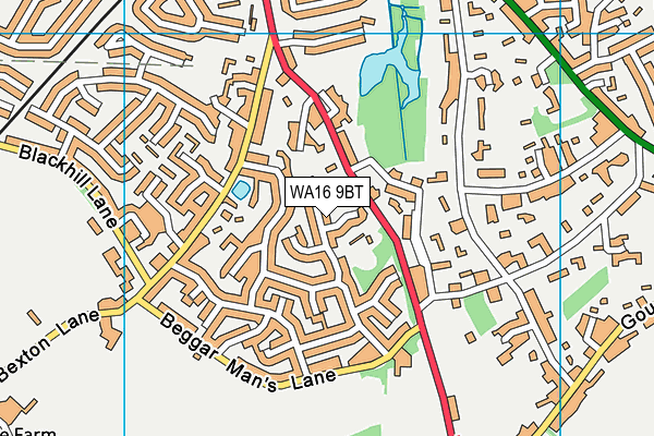 WA16 9BT map - OS VectorMap District (Ordnance Survey)