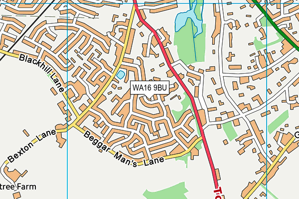 WA16 9BU map - OS VectorMap District (Ordnance Survey)