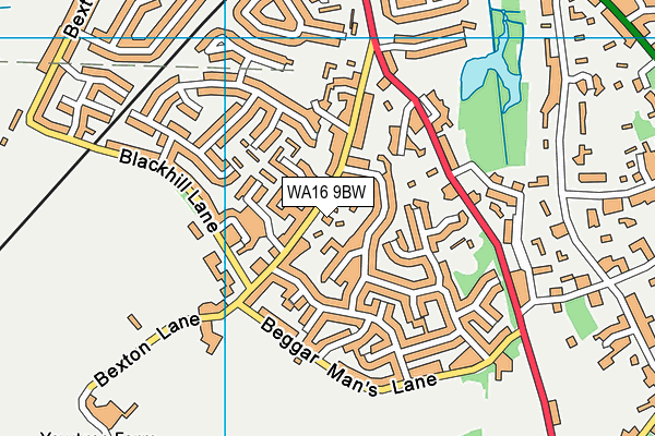 WA16 9BW map - OS VectorMap District (Ordnance Survey)