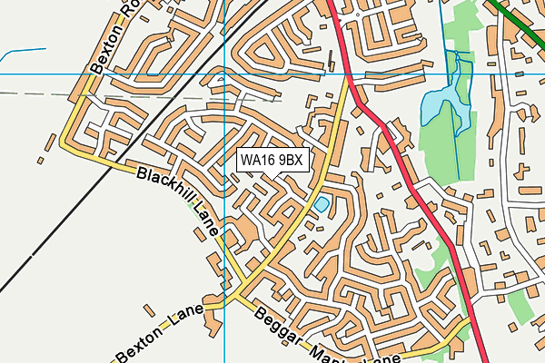 WA16 9BX map - OS VectorMap District (Ordnance Survey)
