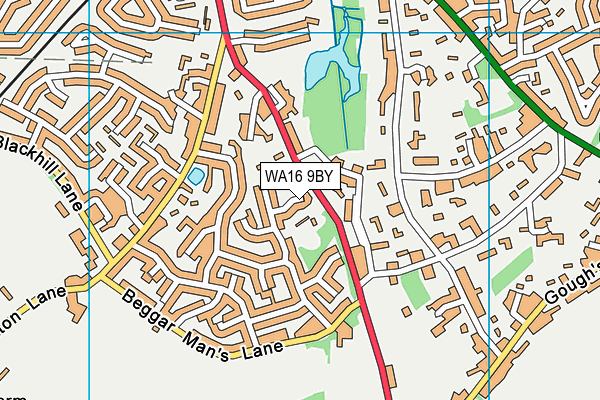 WA16 9BY map - OS VectorMap District (Ordnance Survey)