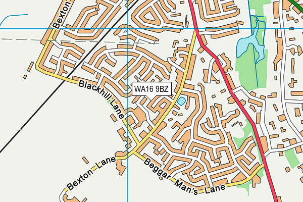 WA16 9BZ map - OS VectorMap District (Ordnance Survey)