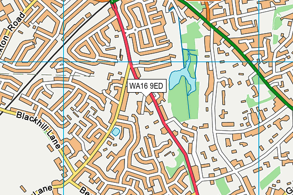 WA16 9ED map - OS VectorMap District (Ordnance Survey)