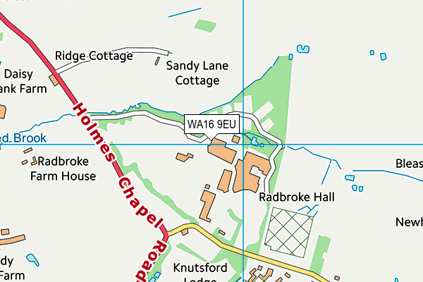 Nuffield Fitness And Wellbeing Centre (Radbroke Hall) map (WA16 9EU) - OS VectorMap District (Ordnance Survey)