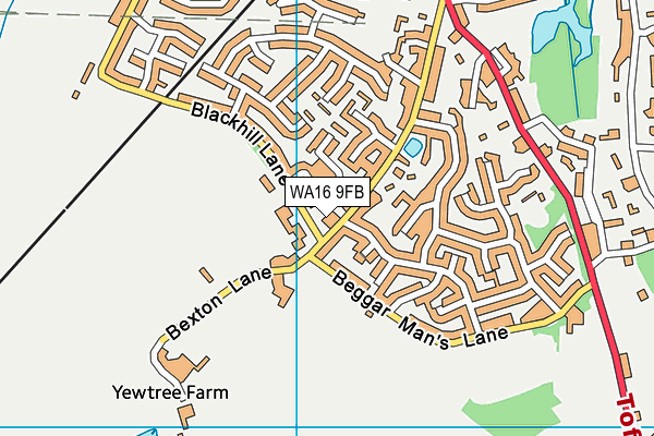 WA16 9FB map - OS VectorMap District (Ordnance Survey)