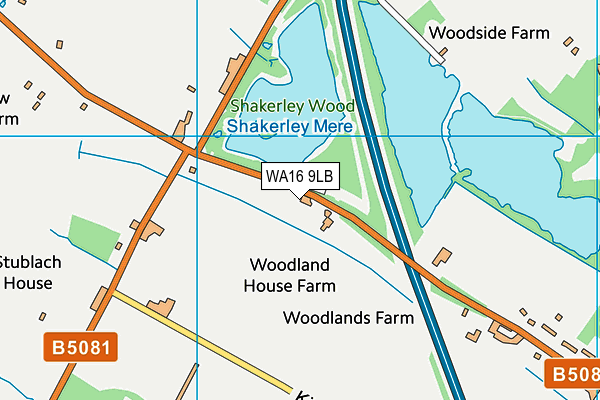 WA16 9LB map - OS VectorMap District (Ordnance Survey)