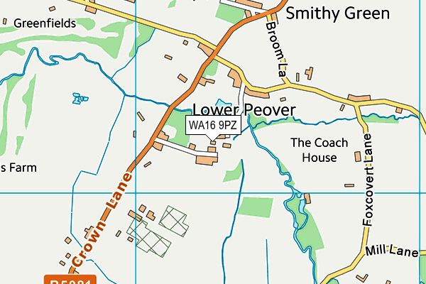 Lower Peover CofE Primary School map (WA16 9PZ) - OS VectorMap District (Ordnance Survey)