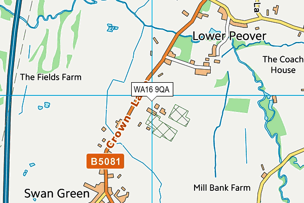 WA16 9QA map - OS VectorMap District (Ordnance Survey)