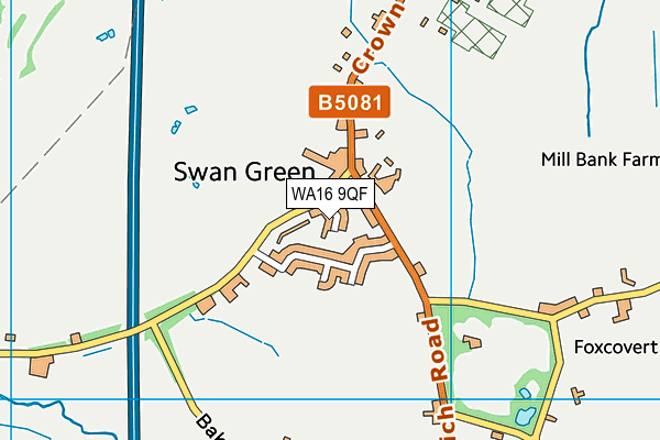 WA16 9QF map - OS VectorMap District (Ordnance Survey)