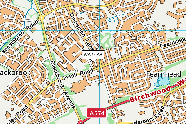 WA2 0AB map - OS VectorMap District (Ordnance Survey)