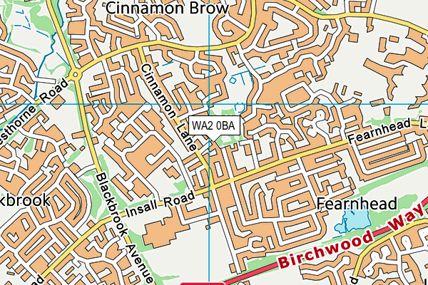 WA2 0BA map - OS VectorMap District (Ordnance Survey)