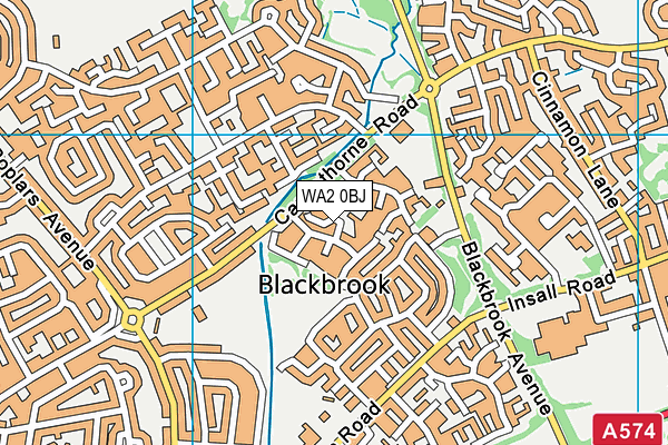 WA2 0BJ map - OS VectorMap District (Ordnance Survey)