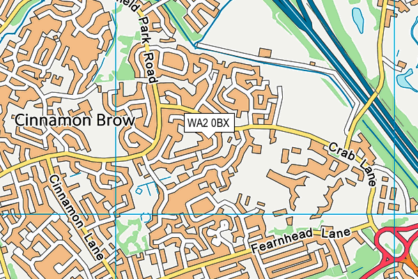 WA2 0BX map - OS VectorMap District (Ordnance Survey)