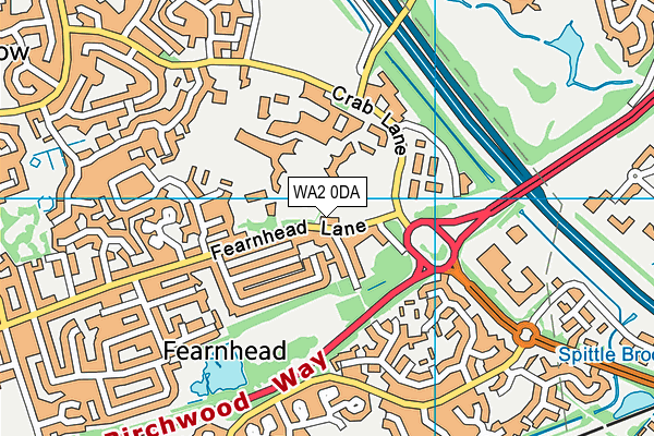 WA2 0DA map - OS VectorMap District (Ordnance Survey)