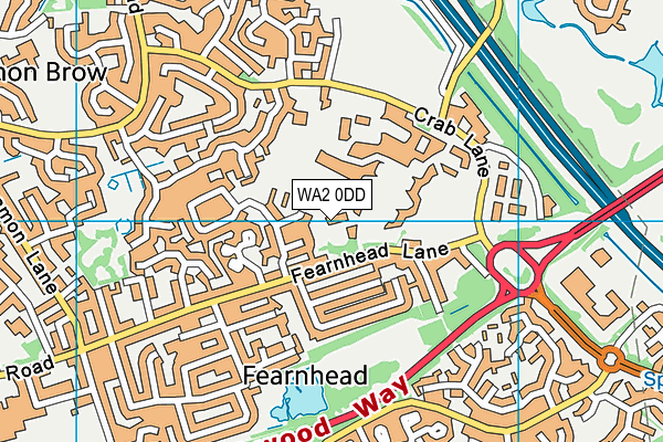 WA2 0DD map - OS VectorMap District (Ordnance Survey)