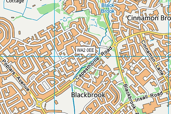 WA2 0EE map - OS VectorMap District (Ordnance Survey)
