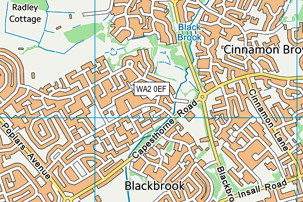 WA2 0EF map - OS VectorMap District (Ordnance Survey)