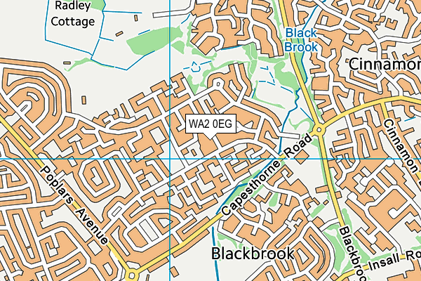 WA2 0EG map - OS VectorMap District (Ordnance Survey)