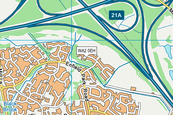 WA2 0EH map - OS VectorMap District (Ordnance Survey)