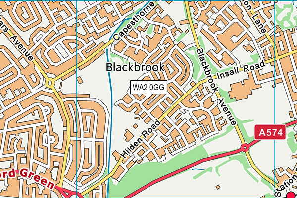 WA2 0GG map - OS VectorMap District (Ordnance Survey)
