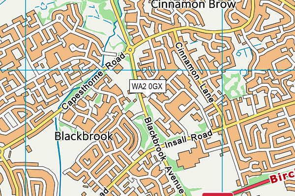 WA2 0GX map - OS VectorMap District (Ordnance Survey)