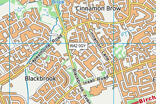 WA2 0GY map - OS VectorMap District (Ordnance Survey)