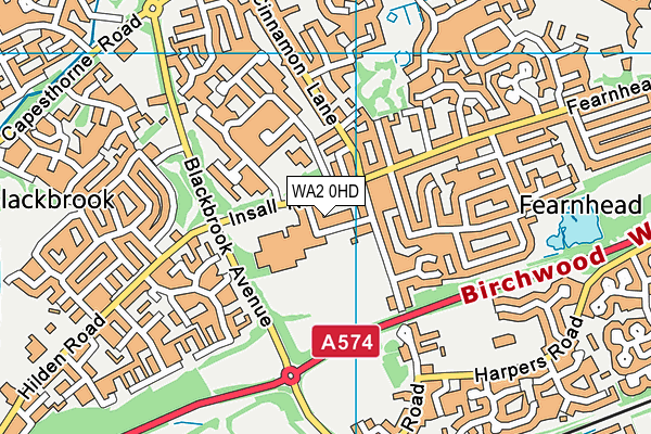 WA2 0HD map - OS VectorMap District (Ordnance Survey)