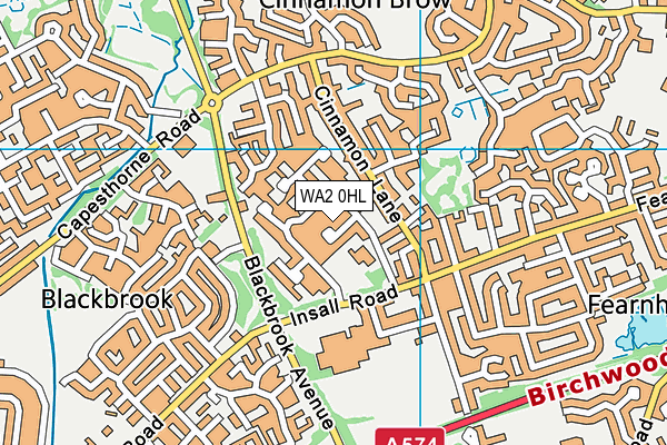 WA2 0HL map - OS VectorMap District (Ordnance Survey)