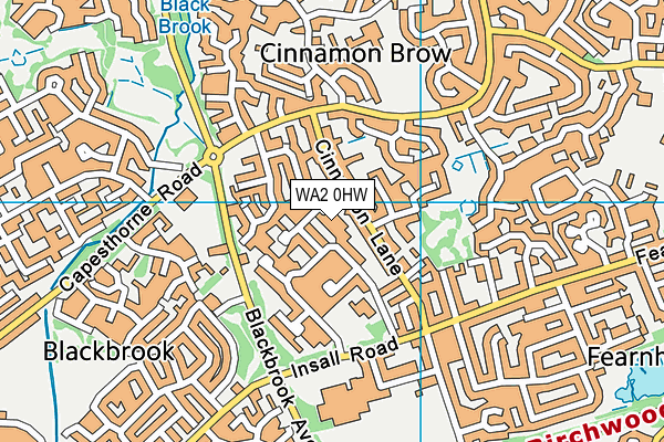 WA2 0HW map - OS VectorMap District (Ordnance Survey)