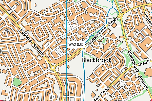 WA2 0JD map - OS VectorMap District (Ordnance Survey)