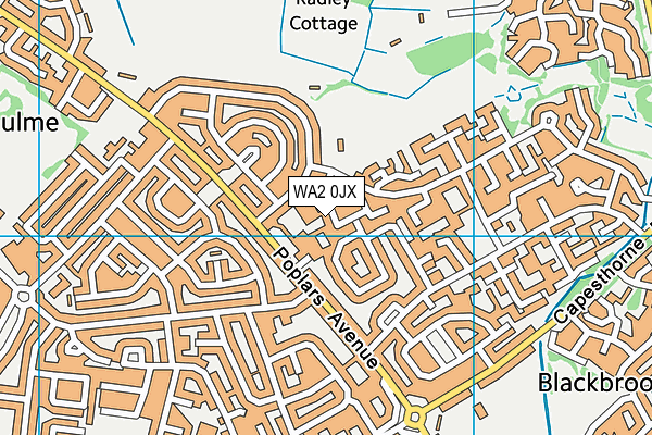 WA2 0JX map - OS VectorMap District (Ordnance Survey)