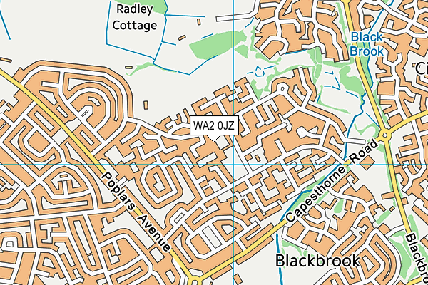 WA2 0JZ map - OS VectorMap District (Ordnance Survey)