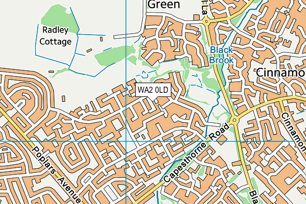 WA2 0LD map - OS VectorMap District (Ordnance Survey)