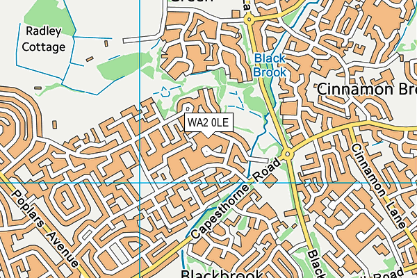 WA2 0LE map - OS VectorMap District (Ordnance Survey)