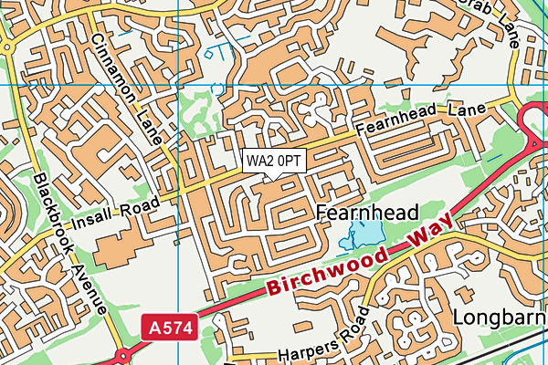 WA2 0PT map - OS VectorMap District (Ordnance Survey)